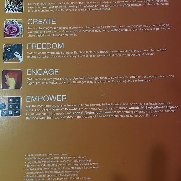 Bamboo Create Digital Drawing Tablet & Pen CTH-670 Wacom - Picture 9 of 10